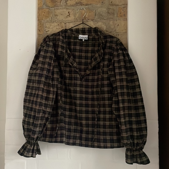 GANNI Seersucker Check Blouse - Picture 7 of 11